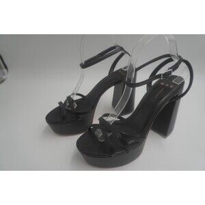 Black Suede Studio Strappy Sandals Block Chunky Platform Heels Size 11. New